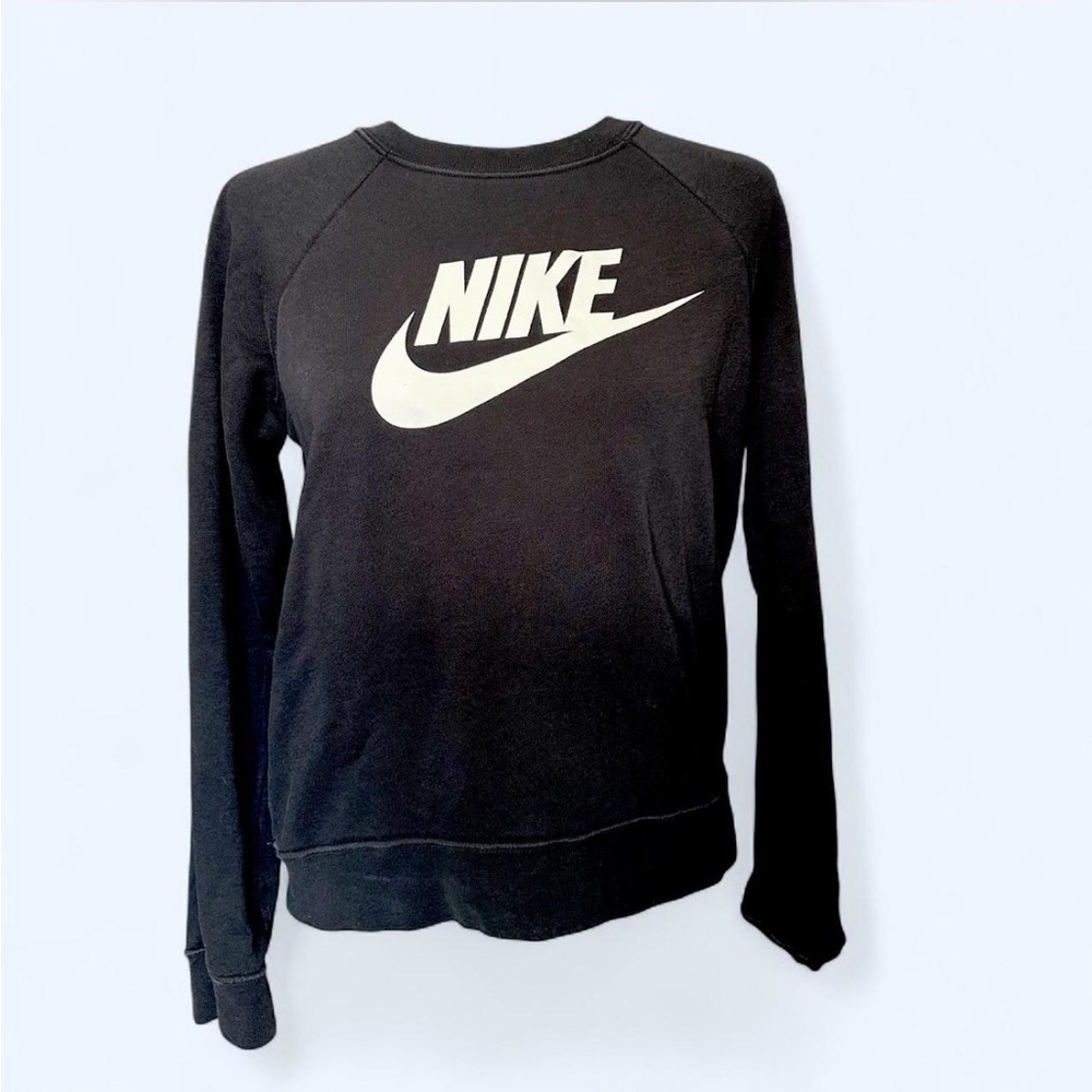 Black Crewneck Sweatshirt with Iconic Nike Swoosh logo